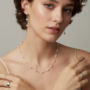 juego en plata 925 y perlas